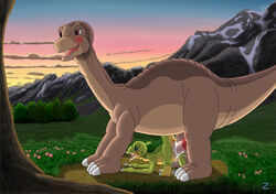 1boy 1girls anus apatosaurus big_dom_small_sub blue_eyes color cub dinosaur don_bluth ducky duo female furry hadrosaur interspecies larger_male littlefoot male outdoors outside penetration pussy pussy_juice reptile saurolophus sauropod sex size_difference smaller_female straight the_land_before_time uncensored vaginal_penetration young zimli zoophilia