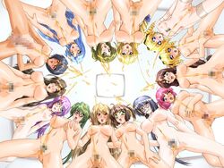 14girls 1futa 6+girls artist_request censored drill_hair female futanari game_cg intersex multiple_girls peeing pov sirpent source_request studio_sunadokei suzuri-sensei_to_26_no_ecchi_na_oppai twins urination