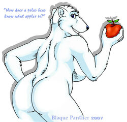 2007 anthro apple ass bear chubby cute edit female fruit fur furry mammal nude polar smile text