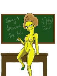 breasts color dragonhorse10 edna_krabappel female female_only front_view human nipples nude solo tagme the_simpsons