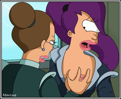 breast_grab breasts cyclops domination female female_only futurama human marcus_(artist) matt_groening_(style) morgan_proctor multiple_girls nipple_between_fingers tagme toony turanga_leela upset yuri