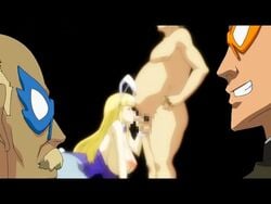 1girls 3boys animated background being_watched blonde_hair blush bounce bouncing breasts breasts_out bunny bunny_ears bunny_girl bunnysuit censored closed_eyes erection facial_hair fake_animal_ears fat_man fellatio female gangbang huge_breasts human large_breasts long_hair male mask moustache multiple_boys nipples nunnally_(seme_chichi) old_man oral penis prostitution seme_chichi testicles watching