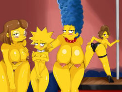 20th_century_fox edna_krabappel elizabeth_hoover female female_only fox_corporation high_heels human lisa_simpson marge_simpson multiple_females sssonic2 tagme the_simpsons yellow_body yuri