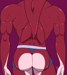 anthro ass back back_muscles back_view breath_of_the_wild butt_crack from_behind from_behind_position furry humanoid jockstrap male male_only muscles muscular muscular_anthro muscular_male prince_sidon scalie shiny_skin sidon sidon_(zelda) the_legend_of_zelda