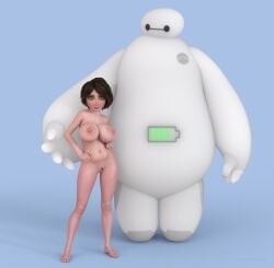 3d aunt baymax big_breasts big_hero_6 big_hero_6:_the_series cass_hamada cgi disney female hands_on_hips marvel mature_female mature_woman milf naked naked_female robot