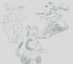 anthro big_ass big_breasts breasts bubble_butt chubby clawroline cosplay_pikachu feline female furry hair huge_ass kirby_(series) legwear looking_at_viewer pikachu pikachu_libre plantedpot pokémon_(species) pokemon sketch suggestive_fluid tail wide_hips