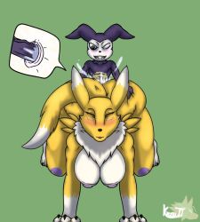 bandai_namco big_breasts big_penis blush couple cum cum_in_pussy cum_inside digimon digimon_species female_fox fox genital_fluids genitals imp impmon muscular naked nude penetration renamon sex thick_ass thick_thighs vaginal_penetration vixen