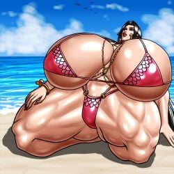 bikini bikini_bottom bikini_top boa_hancock female female_only gigantic_breasts huge_breasts hyper muscular muscular_female negoto_(nego6) one_piece