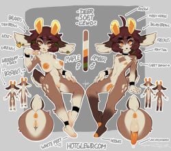 absurd_res amber_(pwnycubed) anthro big_breasts breasts brown_hair deer duo female genitals hair hallogreen hi_res licking licking_lips looking_at_viewer male mammal model_sheet mouth_closed navel nipples orange_eyes penis pussy short_hair smile tongue tongue_out