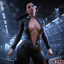 1girls 3d absurd_res black_hair black_widow_(cosplay) bodysuit breasts call_of_duty call_of_duty_modern_warfare_2_(2022) cleavage cosplay farah_karim female female_only guigz1 hi_res large_breasts light-skinned_female light_skin marvel midriff modern_warfare_(2019) solo