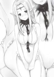 1girls big_breasts chains collar colorless elf enslaved female long_ears long_hair lunamaria nervous pointy_ears shy slave slave_collar solo the_revenge_of_the_soul_eater