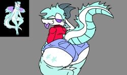 ass bent_over bluefluffyderg bulge dragon fluffy_dragon furry furry_tail gay jasperthederg jean_shorts male tiktoker