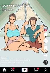 1boy 1boy1girl 1girls age_difference big_ass big_breasts breasts busty camping camping_tent cleavage digital_drawing_(artwork) digital_media_(artwork) english_text eyebrows eyelashes eyes female hair hips hourglass_figure huge_ass huge_breasts human incest inside_tent jopuari legs light-skinned_female light_skin lips male male/female mature mature_female mature_male milf mother mother_and_son older_female older_woman_and_younger_boy original original_character original_characters son straight tent text thick thick_legs thick_thighs thighs upper_body voluptuous waist wide_hips younger_male