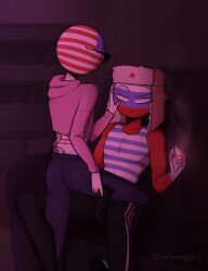 2boys cigarette clothing countryhumans gun hand_on_another's_head hand_on_head hat holding_head jeans male male_only malinaismylife muscles pistol romantic russia_(countryhumans) sunglasses sunglasses_on_head tank_top tight_clothing tight_pants united_states_of_america_(countryhumans) wholesome yaoi