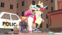 3d 3futas animated anthro big_breasts big_penis breasts crossover cum cum_while_penetrated cumshot double_penetration eastern_and_western_character futa_on_futa futa_only futanari huge_cock judy_hopps mighty_switch_force mp4 no_sound patricia_wagon penis police police_uniform rouge_the_bat silvertilver silvertilver_(4lifebunger) sonic_(series) tagme video zootopia