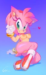 2020 amy_rose areolae ass breasts heart medium_breasts nipples nude pussy sif_(artist) smile sonic_(series) tail thighs