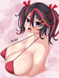 1girls areolae ariduka_formica big_breasts breasts erect_nipples erect_nipples_under_bikini female female_only huge_breasts large_breasts mole mole_under_eye mole_under_mouth purple_eyes upper_body virtual_ant_channel virtual_youtuber yukikaze_(artist)