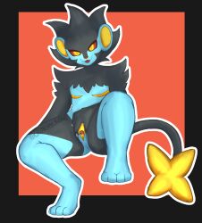 absurd_res andromorph crunchybone cuntboy feral generation_4_pokemon hi_res intersex luxray nintendo paws pokemon pokemon_(species) presenting solo