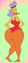 1girls ass avian bernice_florence_hufnagel_(duckman) bernice_hufnagel duck duckman huge_ass huge_butt looking_back slb smiling solo sweatband wide_hips workout_clothes