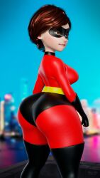 1girls 3d 3d_(artwork) ass_view back_view big_ass big_breasts big_hips big_thighs blurry_background bodysuit bubble_butt busty dat_ass disney elastigirl eyemask female female_only helen_parr looking_away mask outdoors outside pixar rear_view short_hair sky smooth_skin snoopz solo solo_female standing superhero superhero_costume superheroine the_incredibles the_incredibles_2