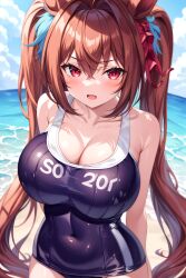 ai_generated animal_ears big_breasts daiwa_scarlet_(umamusume) seductive swimsuit umamusume umamusume_pretty_derby zero0milk