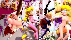 accurate_art_style bowser female female_focus heart_pupils indoors mario_(series) multiple_girls onmodel3d pauline penis princess_daisy princess_peach princess_rosalina pubic_tattoo super_mario_bros. super_mario_odyssey tagme wedding