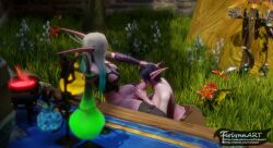 3d blowjob fellatio female ferlynn futa_on_female futanari licking licking_penis lunalae night_elf oral raylana self_upload showing_breasts story_in_description world_of_warcraft