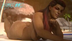 1girls 3d apex_legends ass athletic_female big_ass big_breasts bl3ndood_(artist) breasts dark-skinned_female female_only grabbing_own_ass huge_breasts human loba loba_(apex_legends) looking_at_viewer nude nude_female respawn_entertainment seductive solo_female tagme tattoo twitter_username