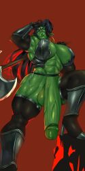 1futa abs armor axe balls big_breasts big_thighs black_elbow_gloves black_hair black_lipstick black_thighhighs blue_eyes bottomless breast_armor breasts cinkoji clothed clothing elbow_gloves futa_only futanari gloves gorakna greaves green-skinned_futanari green_skin heels holding_axe holding_weapon huge_cock humanoid humanoid_penis lipstick long_ears looking_at_viewer looking_down looking_down_at_viewer low-angle_view mostly_nude muscular_futanari muscular_thighs oc orc orc_futanari original original_character penis penis_to_the_knees skimpy_armor solo solo_futa standing thick_lips thighhighs thighs tusks unconvincing_armor vein veins veiny_penis weapon