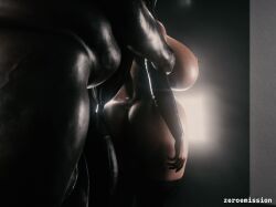 3d areola ass big_breasts big_tits boobs dark-skinned_male dark_skin final_fantasy final_fantasy_vii final_fantasy_vii_remake huge_ass huge_breasts interracial leggings queen_of_spades square_enix tifa_lockhart venus_body zeroemission