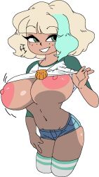 1girls aged_up areola areolae big_ass big_breasts breast_jiggle breasts cassettedream disney disney_channel disney_xd dream-cassette female female_only green_eyes green_hair hoshime huge_breasts jackie_lynn_thomas jean_shorts jiggle jiggling jiggling_breasts legs legwear multicolored_hair multicolored_legwear navel nipples pale_hair pulling_up_shirt removing_clothing removing_shirt short_jeans shorts smile smirk smug smug_face smug_smile solo solo_female star_vs_the_forces_of_evil tan_body tan_skin teeth teeth_showing teeth_visible thick_thighs thighhighs thighs transparent_background undressing white_legwear white_thighhighs