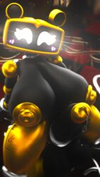 3d_(artwork) absurd_res big_breasts blush blush_lines bodily_fluids breasts digital_media_(artwork) futanari genital_fluids genitals hi_res huge_filesize humanoid intersex looking_at_viewer machine nipples nude penis reshsfm robot solo wet_floor_bot_(fnaf)