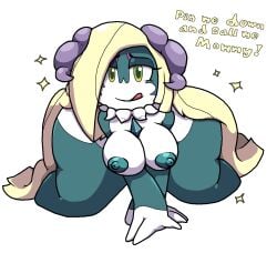 all_fours alternate_species alternate_version_available blonde_hair chabble female female_only indeedee long_hair lusamine_(pokemon) pokemon pokemon_(species) post_transformation shiny_pokemon shortstack teal_skin transparent_background yellow_eyes