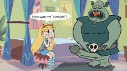 after_fellatio after_oral bite_mark bite_mark_on_penis bite_marks buff_frog clothed female huge_cock implied_fellatio implied_oral implied_sex oral oral_sex sitting star_butterfly star_vs_the_forces_of_evil sunnie