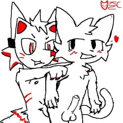 2d_animation anal anal_sex animated anthro blush boykisser boykisser_(meme) cat feline flipnote_studio heart humanoid_penis kyu_(kyukitsune) kyukitsune looking_back loop male/male mask masked_male mauzymice penis pixel_art red_eyes silly_cat_(mauzymice) standing_sex tears