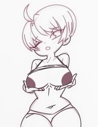 america_(hetalia) axis_powers_hetalia big_areola big_breasts black_bra black_panties countryhumans countryhumans_girl exposed_breasts exposed_nipples female female_only flawsy hetalia holding_breast humanized nyo!america nyotalia open_mouth short_hair simple simple_background sketch tomboy united_states_of_america_(countryhumans) white_background