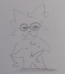 2023 ambiguous_gender animal_humanoid anthro breasts chibi closed_eyes ear_piercing ear_ring exposed_breasts eyewear fluffy fluffy_chest fluffy_ears fluffy_tail fondanhere front_view genitals glasses gripo humanoid hyena hyena_humanoid low_res male mammal mammal_humanoid monochrome mouth_closed nipples penis piercing presenting ring_piercing round_glasses showing_penis simple_drawing simple_face small_breasts solo spotted_hyena spotted_hyena_humanoid standing tail