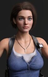 1girls 3d big_breasts cleavage female female_only jill_valentine jill_valentine_(sasha_zotova) otterboxed resident_evil resident_evil_3 resident_evil_3_remake