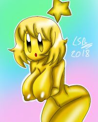 1girls 2018 anthro ass big_breasts blonde_hair breasts female female_only humanoid lsr lsr_(artist) mario_(series) mario_and_luigi_(series) nintendo nipples nude nude_female pussy solo solo_female star starlow yellow_body yellow_eyes yellow_nipples