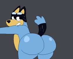 ass bandit_(bluey) bandit_heeler big_ass blue_heeler canine clapping_ass clapping_buttocks sketchybun thick thick_ass twerk twerking