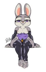 anthro armwear athletic bedroom_eyes bent_legs between_legs between_thighs big_ears big_feet blush blush_lines boots breasts buckteeth bunny_costume carrot claws clothing costume disney elbow_gloves erect_nipples exposed_breasts eyebrows eyelashes feet female food footwear gloves half-closed_eyes handwear hi_res judy_hopps lagomorph leggings legs_together legwear leotard leporid looking_down mammal narrowed_eyes nipples pillothestar pink_nipples pink_nose plant playboy_bunny purple_eyes rabbit seductive short_stack sitting smile solo teeth thick_eyebrows thick_eyelashes thick_thighs thigh_boots thigh_highs tight_clothing tights toe_claws toe_curl toeless_footwear toeless_legwear vegetable wide_hips zootopia