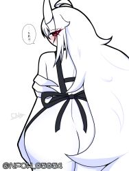 ass blushing chinese_characters haku_(nfch_05054) long_hair looking_back nfch_05054 tagme white_body