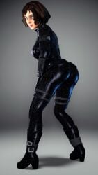 3d ass_focus big_ass bioshock bioshock_infinite blue_eyes blue_hair elizabeth_comstock high_heels latex_suit lordaardvark solo_female solo_focus