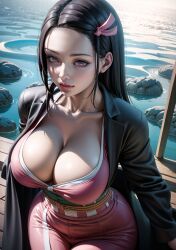 1girls ai_generated aiillustration black_hair breasts curvaceous curvy_body curvy_female demon_slayer female female_only hi_res huge_breasts kamado_nezuko kimetsu_no_yaiba kimono long_hair looking_at_viewer solo source_request stable_diffusion voluptuous_female