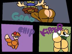 ass balls bear big_ass big_butt brown_hair bunny bunny_boy chip_(sketchybun) deer fox fox_boy geno_(sketchybun) kipper_(sketchybun) reindeer shortstack squirrel