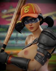 1girls 3d akkonsfw baseball_bat breasts facepaint fastball fortnite functionally_nude functionally_nude_female looking_away looking_away_from_viewer nipples nude nude_female stadium sweat sweating sweaty tagme