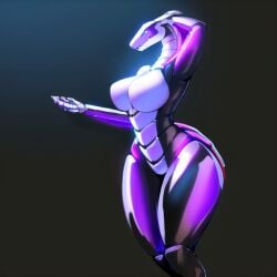 ai_generated android anthro big_ass female furry metallic_body presenting_hindquarters rear_view shark shiny_skin stable_diffusion synth synthetic tagme