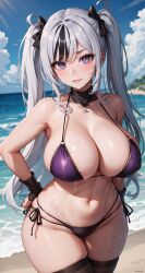 1girls ai_generated azur_lane curvaceous curvy_female curvy_figure elbe_(azur_lane) female female_only huge_breasts pointy_chin silver_hair solo stable_diffusion twintails voluptuous voluptuous_female