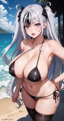 1girls ai_generated azur_lane curvaceous curvy_female curvy_figure elbe_(azur_lane) female_focus female_only huge_breasts looking_at_viewer purple_eyes solo_female solo_focus stable_diffusion twintails white_hair