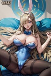 ai_generated asuna_(blue_archive) asuna_(bunny)_(blue_archive) asuna_(bunny_girl)_(blue_archive) blonde_hair blonde_hair blue_archive blue_eyes bunny_ears bunny_girl bunnysuit cleavage ee222_aiart huge_breasts imminent_sex missionary missionary_position nude_female spread_legs stable_diffusion